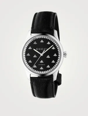 G-Timeless Leather Strap Watch