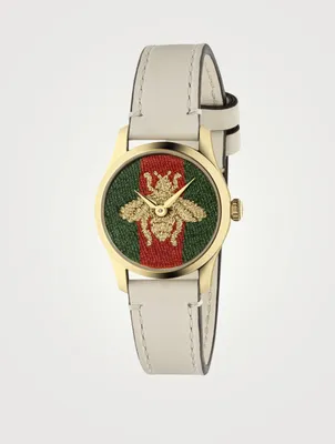 G-Timeless Leather Strap Watch