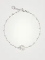 18K White Gold Flower Bracelet With Diamonds