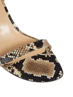 Magnolia Leather Heeled Sandals Snake Print