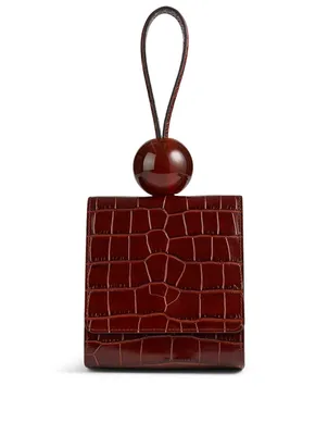 Ball Croc-Embossed Leather Bag