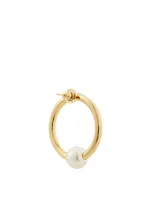 VLOGO Hoop Earrings With Faux Pearls