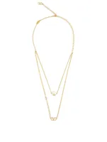 VLOGO Layered Necklace With Faux Pearl