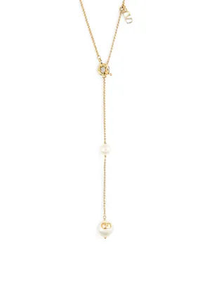 VLOGO Lariat Necklace With Faux Pearls