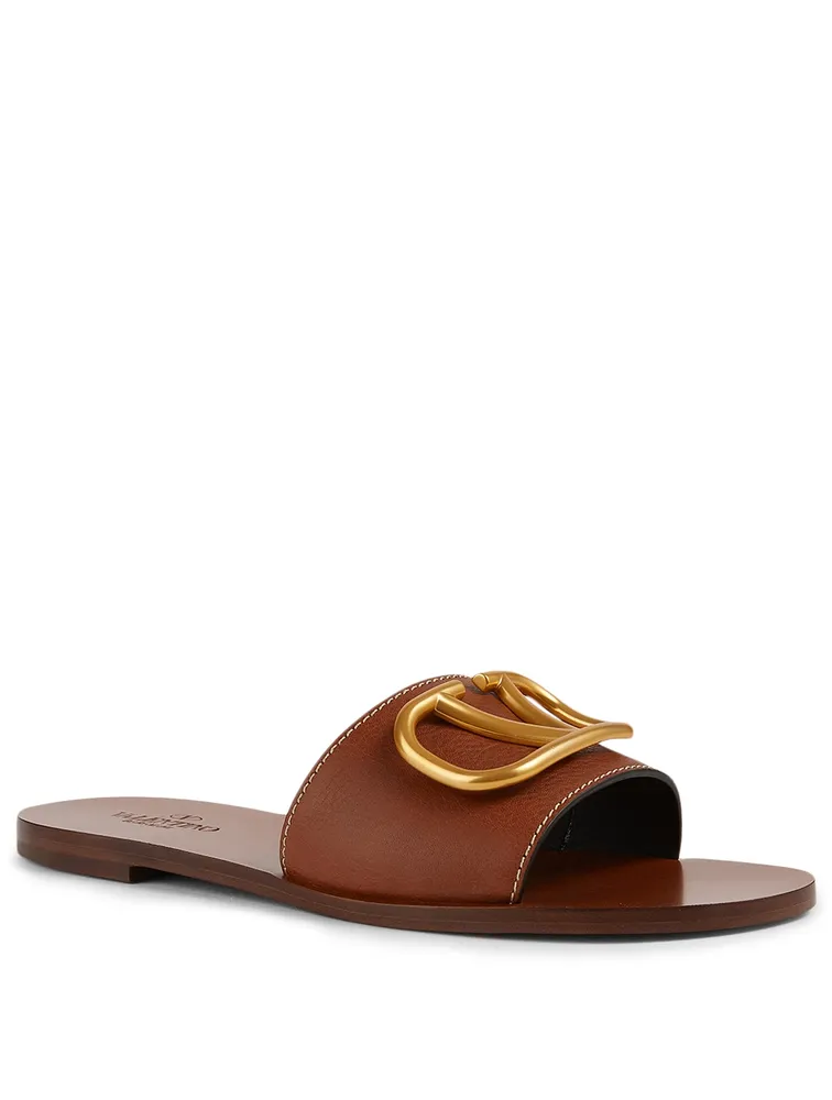 VLOGO Leather Slide Sandals