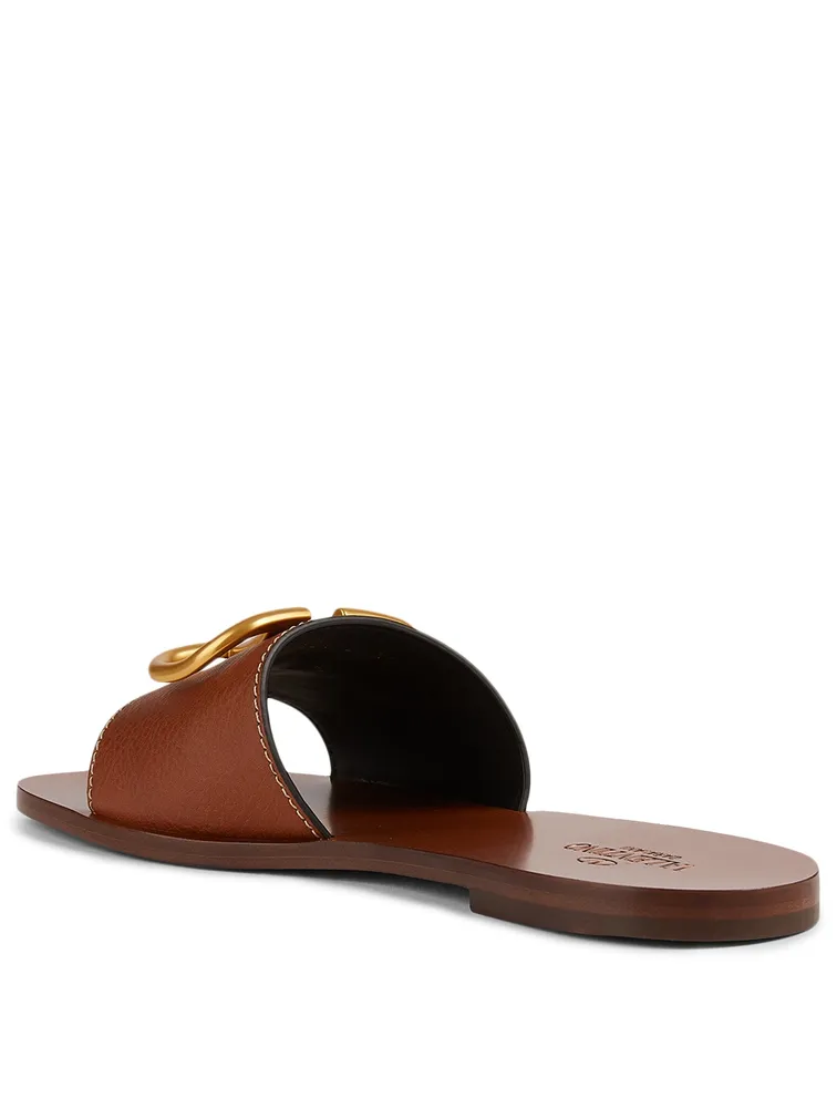 VLOGO Leather Slide Sandals