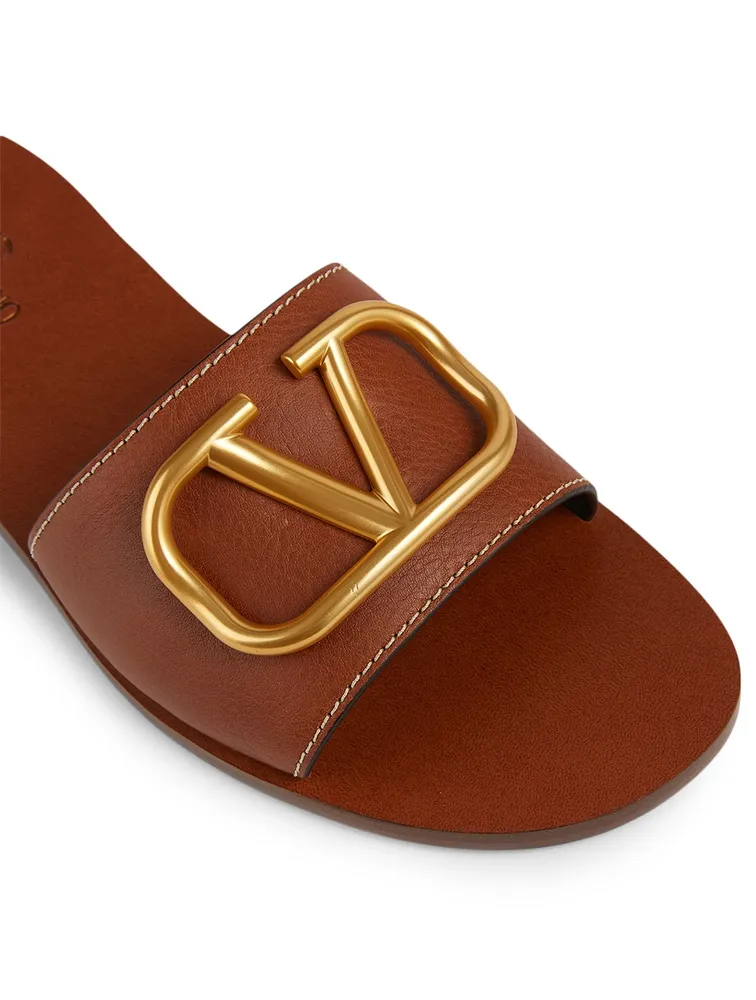 VLOGO Leather Slide Sandals