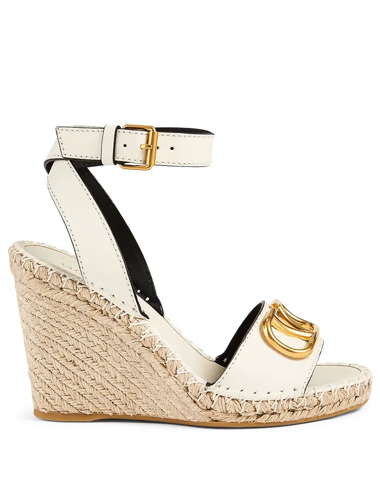 VLOGO Leather Espadrille Wedge Sandals