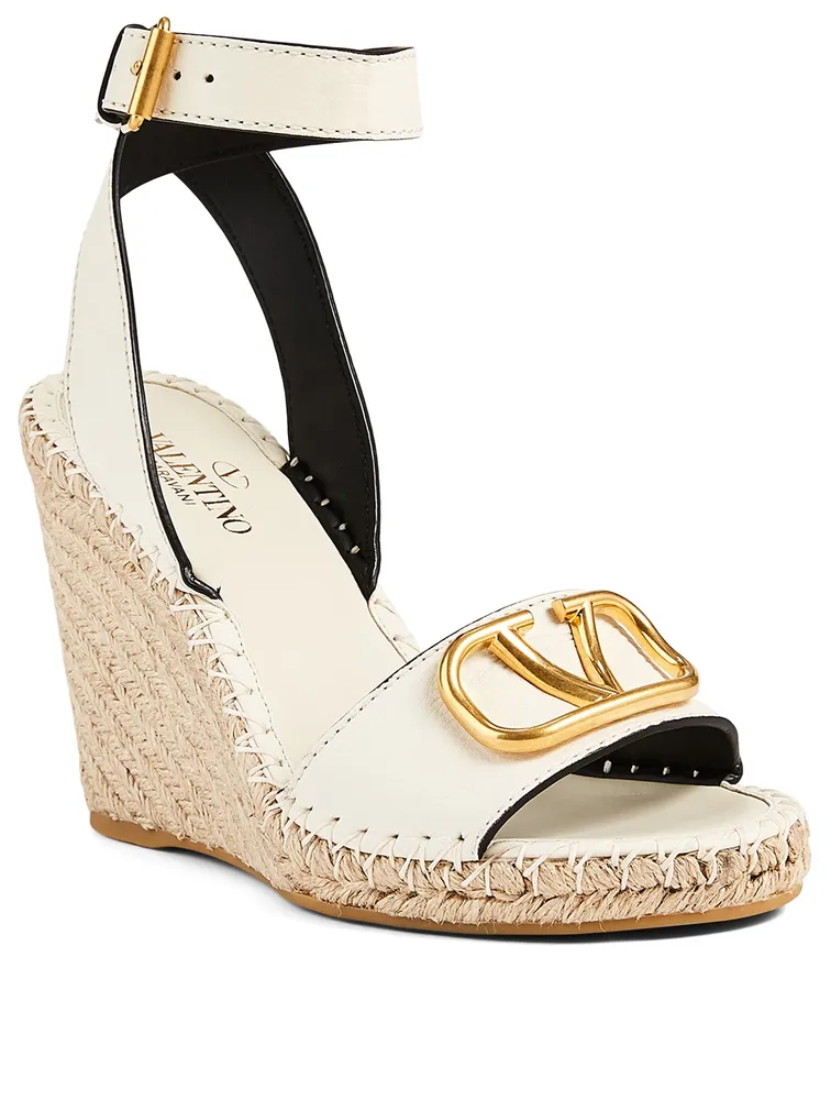 VLOGO Leather Espadrille Wedge Sandals