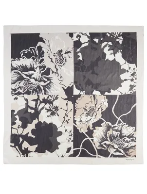 Cotton And Silk Scarf In Patchwork Floral Print