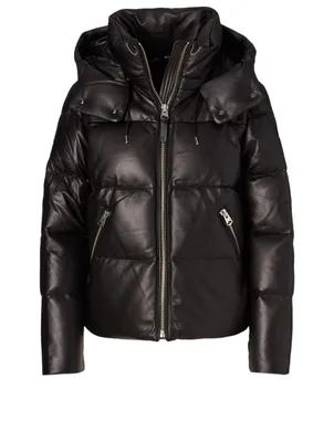 Tory Leather Down Jacket With Hood