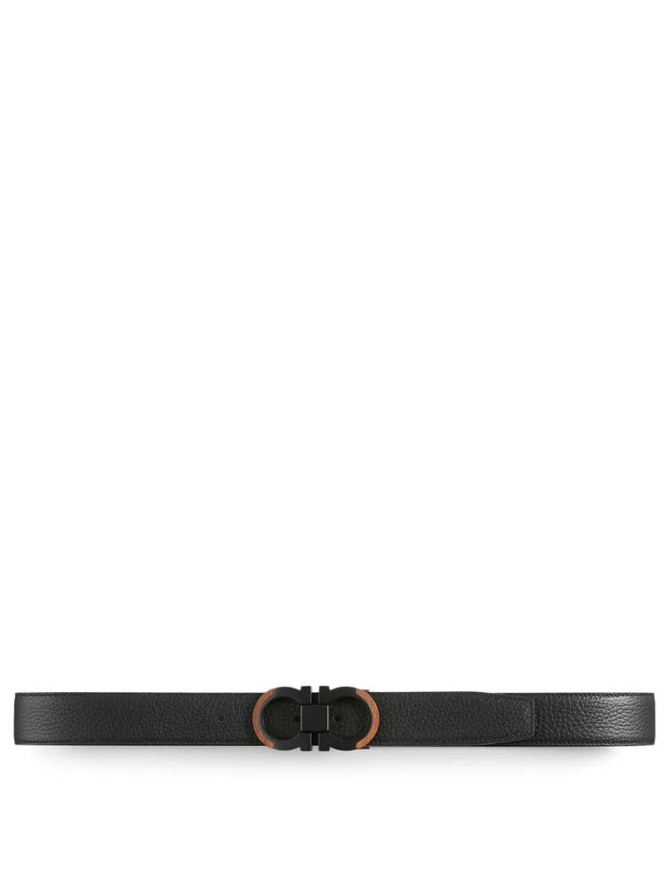 Adjustable Reversible Leather Gancini Belt