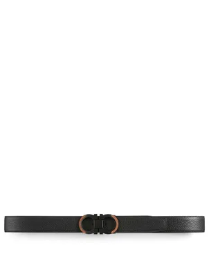 Adjustable Reversible Leather Gancini Belt