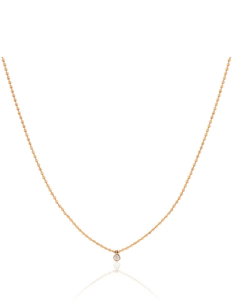 14K Gold Bezel Necklace With Diamond