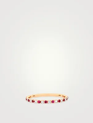 14K Gold Eternity Ring With Diamonds And Rubies