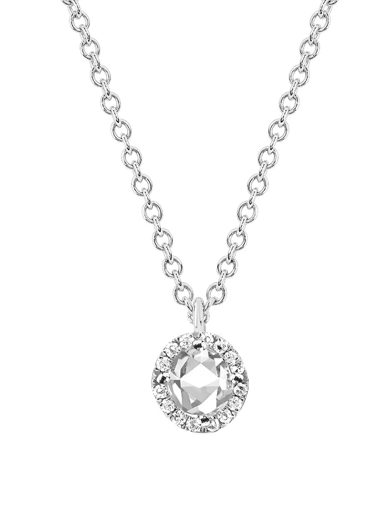 14K White Gold Necklace With Topaz And Diamonds