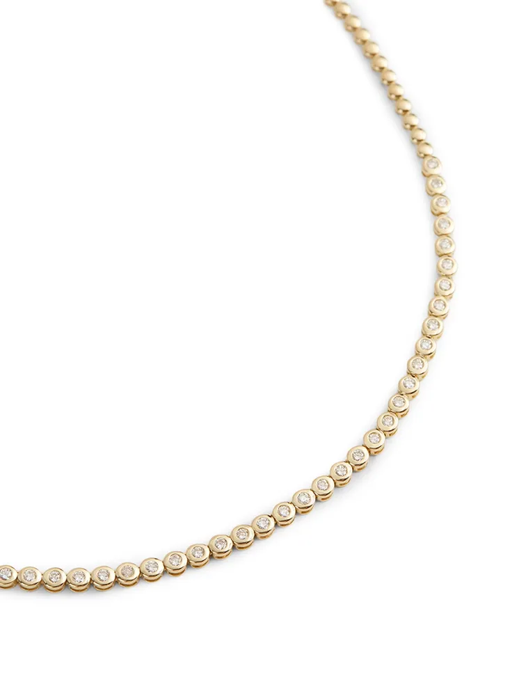 Mini Gold Diamond Bezel Tennis Necklace