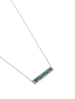 Gold Opal Inlay Bar Necklace With Diamonds