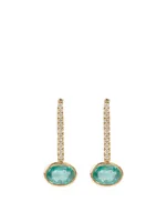 Oval Drop Earring With Emerald And Diamonds