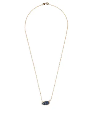 14K Gold Necklace With Labradorite And Diamonds