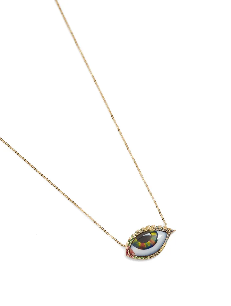 14K Gold Necklace With Multicolour Stones And Diamonds