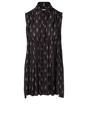 Sleeveless Mini Dress Eiffel Print