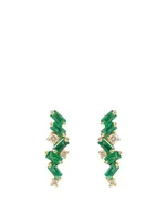 Rainbow Fireworks 18K Gold Earrings With Emeralds And Diamonds