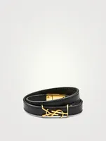 YSL Monogram Leather Wrap Bracelet