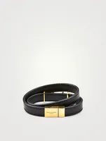 YSL Monogram Leather Wrap Bracelet