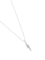 14K White Gold Lightning Bolt Charm Necklace With Diamonds