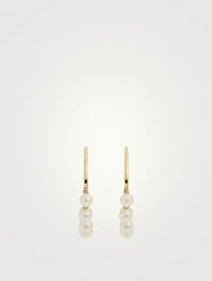 Medium 14K Pearl Drop Hoop Earrings