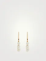 Medium 14K Pearl Drop Hoop Earrings