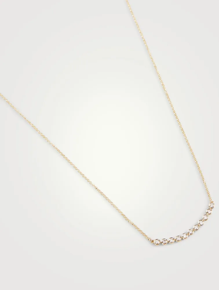 14K Gold Bezel Set Necklace With Diamonds