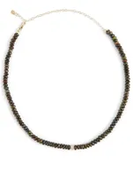 Beaded Choker Necklace With 14K Gold Diamond Ball