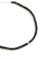 Beaded Choker Necklace With 14K Gold Diamond Ball