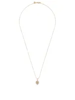 Small 14K Gold Monstera Leaf Charm Necklace With Diamonds