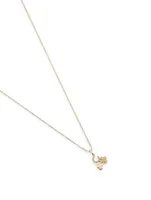 14K Gold Luck And Protection Charm Necklace With Diamonds