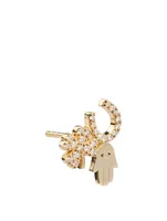 14K Gold Luck And Protection Left Stud Earring With Diamonds