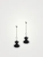 Petite Wulu 18K White Gold Drop Earrings With Onyx And Diamonds