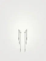 18K White Gold Pearl And Diamond Drop Chain Earrings