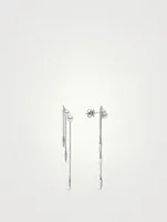 18K White Gold Pearl And Diamond Drop Chain Earrings