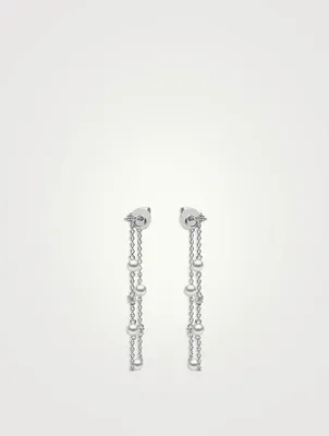 18K White Gold Freshwater Pearl And Diamond Earrings