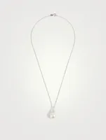 18K White Gold Pearl And Diamond Pendant Necklace