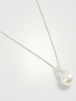 18K White Gold Pearl And Diamond Pendant Necklace