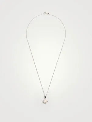 18K White Gold Pearl And Diamond Pendant