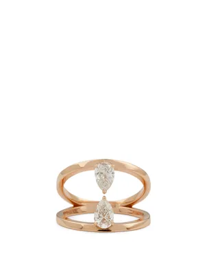 Duet 18K Rose Gold Pear Ring With Diamonds
