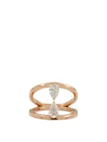 Duet 18K Rose Gold Pear Ring With Diamonds
