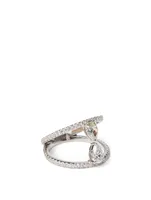 Duet 18K White Gold Pear Ring Pavé Diamonds