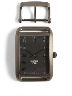 No. 001 Matte Black Leather Strap Watch
