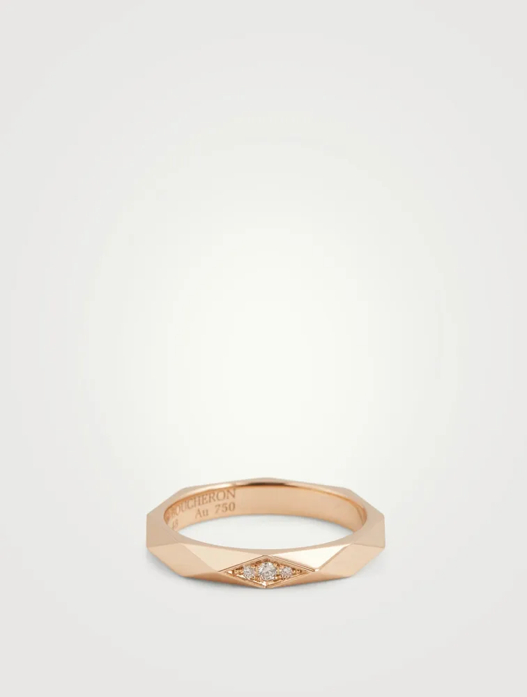 Facette 18K Rose Gold Wedding Band With Diamonds